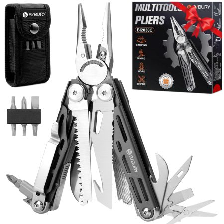 BIBURY Pince Multifonctions Robuste et Compacte - Outil Essentiel pour Camping, Randonnée et Survie, Idée Cadeau Homme Original