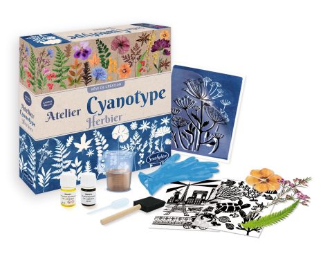 Sentosphère Atelier Cyanotype Herbier : Kit de Photographie Artistique pour Créer des Impressions Bleues Uniques