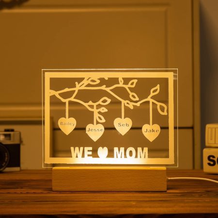 Veilleuse Arbre Généalogique Personnalisée : Cadeau Unique pour Maman et Grand-Mère