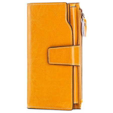 Sendefn Portefeuille Femme Cuir Véritable Grande Capacité RFID Blocage Fermeture Éclair