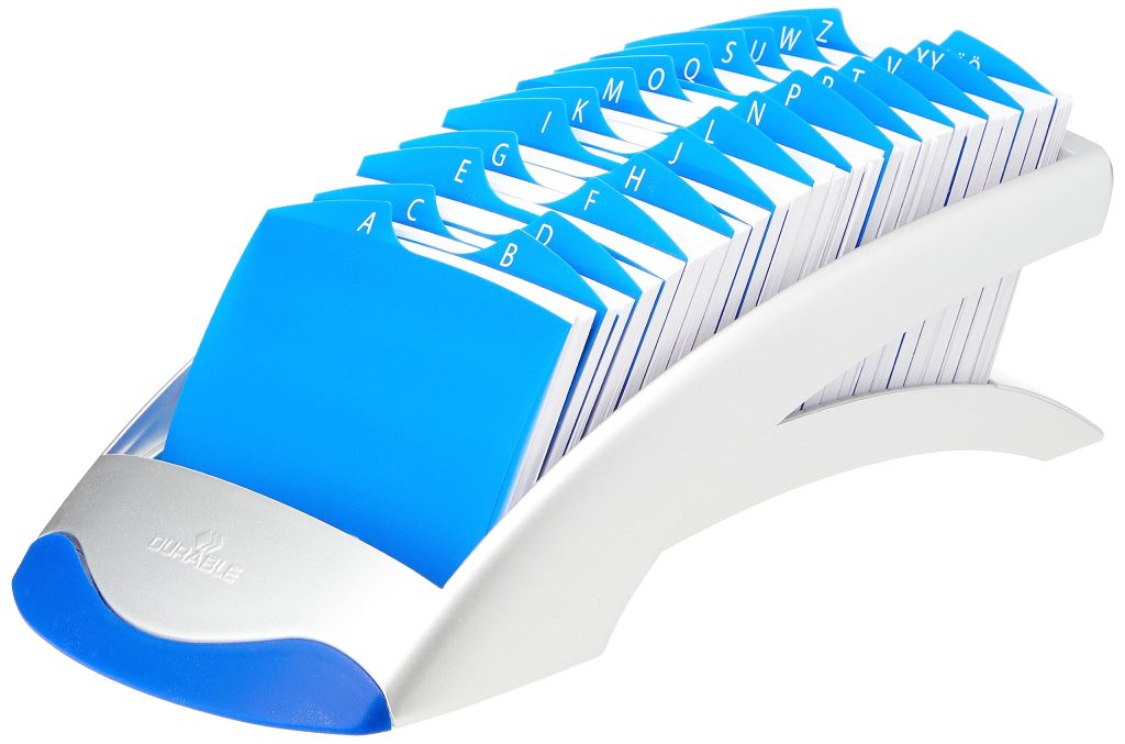 Durable 241223 Telindex : Répertoire Linéaire Organisé pour 500 Contacts avec Index Alphabétique A-Z Argent/Bleu