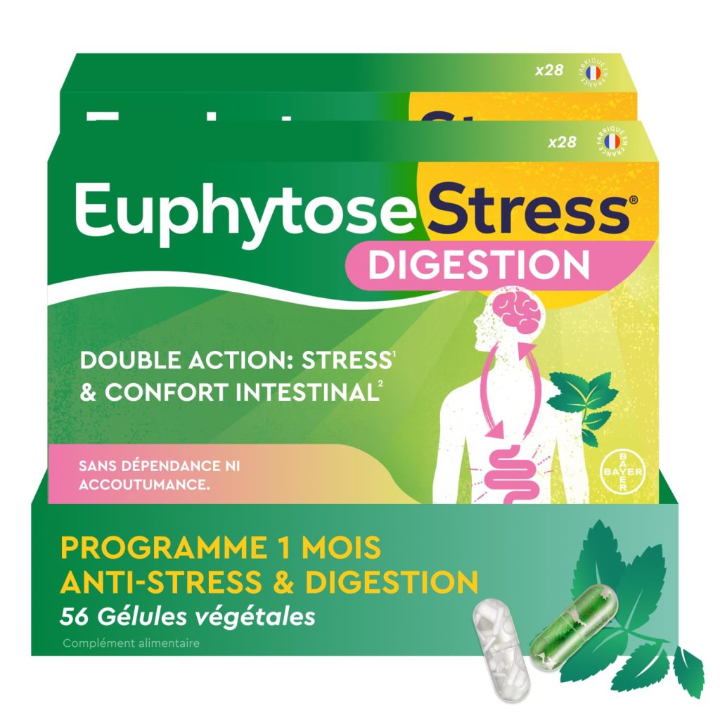 Euphytose Digestion & Anti Stress - Complément Alimentaire Double Action pour Adultes - 56 Gélules