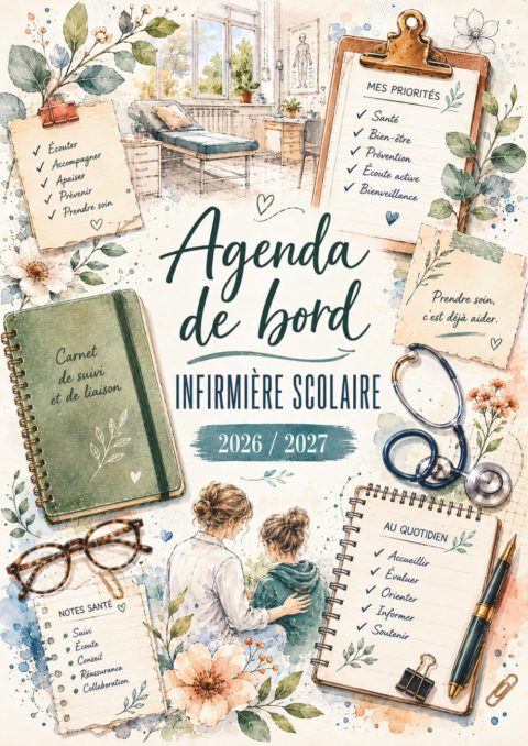 Agenda de Bord Infirmière Scolaire 2026/2027 : Organisation et Suivi Médical, Format A4