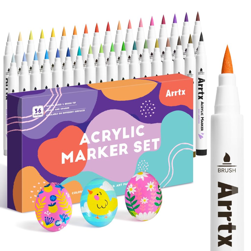 Arrtx Stylos de Peinture Acrylique : Lot de 36 Couleurs Vives avec Pointe Pinceau Flexible pour Artistes et Loisirs Créatifs