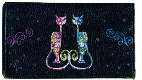 Porte-chéquier personnalisé en cuir pour femme Syl'la - Noir