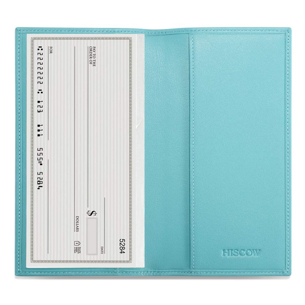 HISCOW Couverture de chéquier Minimaliste en Cuir Pleine Fleur Italien