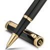 BEILUNER Stylo Bille Luxe Or 24K - Design Noble et Élégant, Recharge Schneider, Coffret Cadeau Hommes/Femmes, Stylo Professionnel pour le Bureau (Noir & Or)