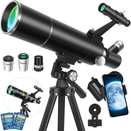 Télescope Astronomique Réfracteur 80/500mm pour Adultes et Enfants - Kit Complet avec Trépied et Adaptateur Smartphone