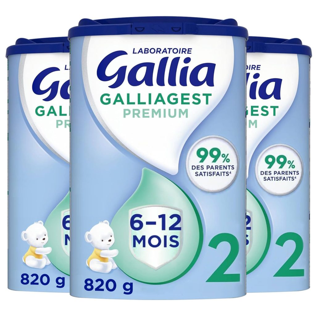 Laboratoire Gallia Galliagest Premium 2ème âge - Lait en poudre pour bébé dès 6 mois - Pack de 3 boîtes de 820g