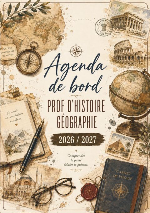 Agenda Scolaire 2026/2027 pour Professeur d'Histoire Géographie EMC - Format A4, 18 Classes, Planificateur Hebdomadaire