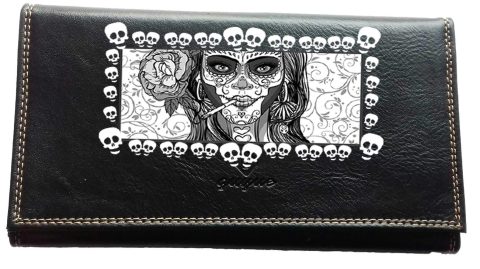 Syl'la - Porte-Monnaie Mexicain Tête de Mort Noir, Maroquinerie Mixte Chic