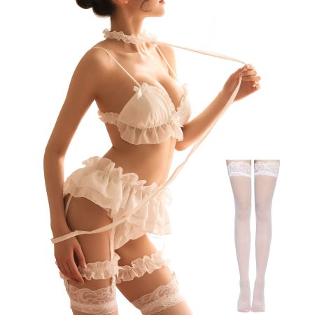 Ensemble de lingerie sexy et audacieux pour femme : soutien-gorge, culotte et ras-du-cou festif