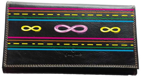 Syl'la Compagnon Tout-en-Un en Simili Cuir Noir - Porte Chéquier, Cartes et Billets Personnalisable