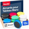 GAUDER Aimants Puissants Frigo et Tableau Blanc Magnétique - Lot de 12 pièces Multicolores (31 x 10 mm)
