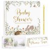 Lanpn Livre d'or Baby Shower Complet avec Stylo Doré - Album Souvenirs & Prédictions Bébé