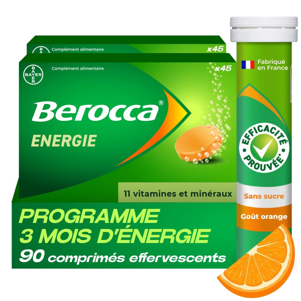 Berocca Energie Orange - Multivitamines et Minéraux pour Réduire la Fatigue - 2x45 Comprimés Effervescents