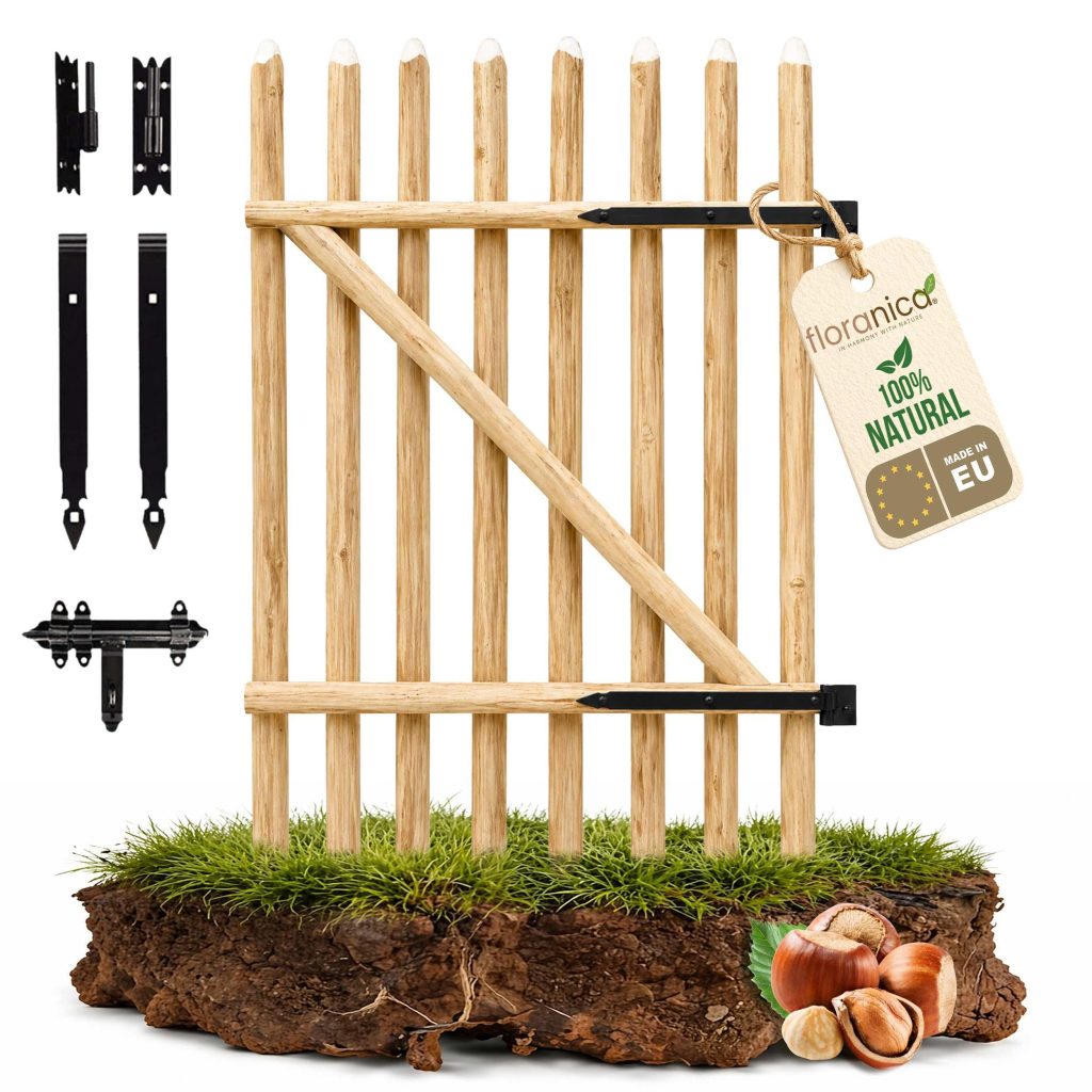 Floranica Portillon Rustique en Noisetier - 50 cm x 100 cm - Prêt à Poser pour Clôtures et Jardins