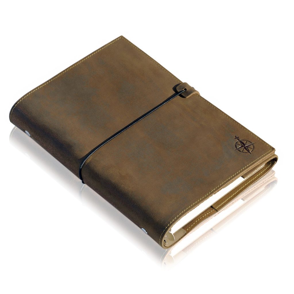 Classeur Agenda A5 en Cuir Véritable - Journal Rechargeable 6 Anneaux avec Poches, Style Filofax, Idéal pour Professionnels et Créatifs