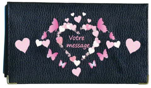 Porte-chéquier en Cuir Noir Personnalisable : Élégance et Message Personnel