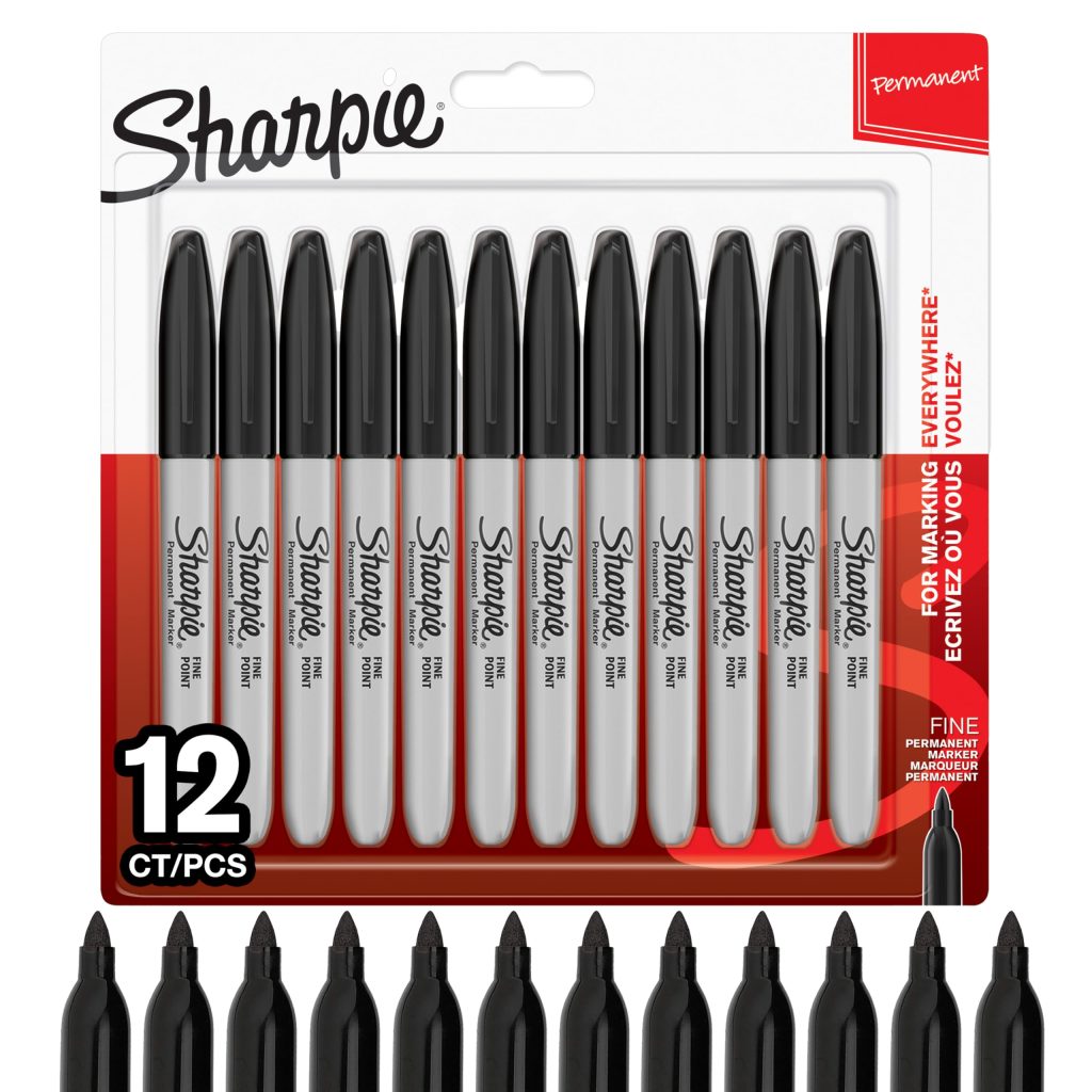 Sharpie Marqueurs Indélébiles Pointe Fine Noir - Pochette de 12