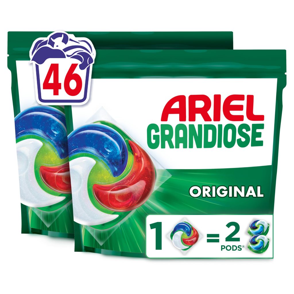 Ariel PODS Grandiose Original : Lessive Puissante, 46 Lavages, Dissolution Rapide, Idéale pour Linge Mixte, Fabriquée en France