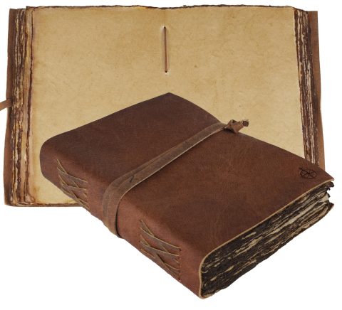 Journal en Cuir Vintage Fait Main – 15x23 cm – Papier Antique à Bords Déchirés – Idéal pour Écriture, Dessin, Livre d'Ombres