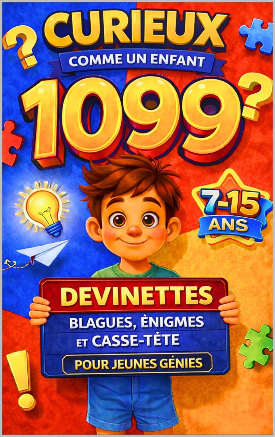 CURIEUX COMME UN ENFANT : 1099 Devinettes, Blagues, Énigmes et Casse-tête - 5 Livres en 1 pour Enfants et Adolescents (7-15 ans) - Jeux Intelligents de Logique, Humour et Créativité