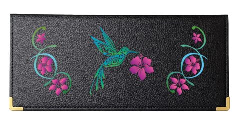 SYL'la Porte chéquier Long en Cuir Fleurs Femme - Personnalisable Prénom - Porte-cartes Élégant