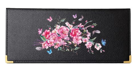 SYL'la Porte Chéquier Long en Cuir Noir pour Femme – Personnalisable, Organiseur Cartes et Chéquier – Idée Cadeau Élégante