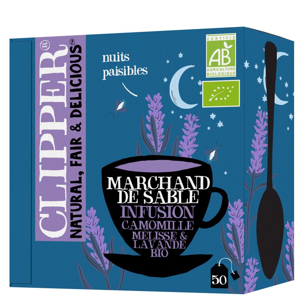 Infusion Bio "Marchand de Sable" Clipper - Camomille, Lavande & Mélisse - 50 Sachets
