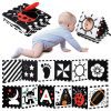 URMYWO Livre Tissu Bébé Montessori 0-12 Mois - Livre Sensoriel Noir et Blanc Éveil Visuel et Motricité