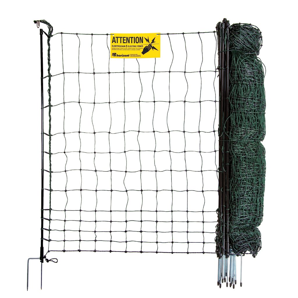Filet à volaille StrongLine 110E - 25m, 110cm de haut, 9 piquets fibre de verre, électrifiable pour sécurité optimale