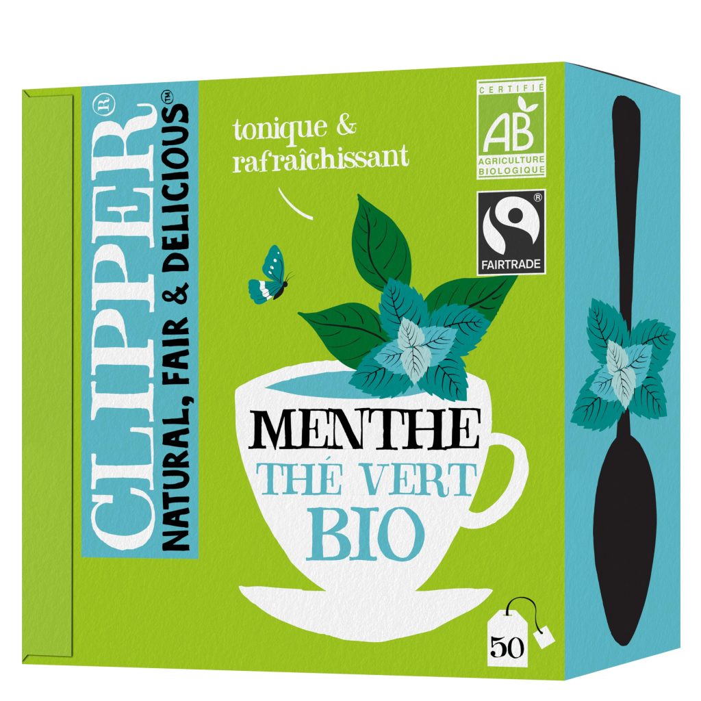 CLIPPER Thé Vert Menthe Bio - 50 Sachets - Infusion Naturelle et Délicieuse