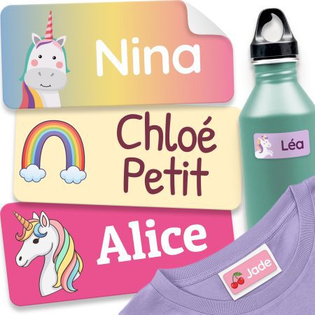 melu kids® Étiquettes Autocollantes Personnalisées - Créatures Magiques - Idéales pour Vêtements et Objets - Lavables en Machine - Sans Repassage