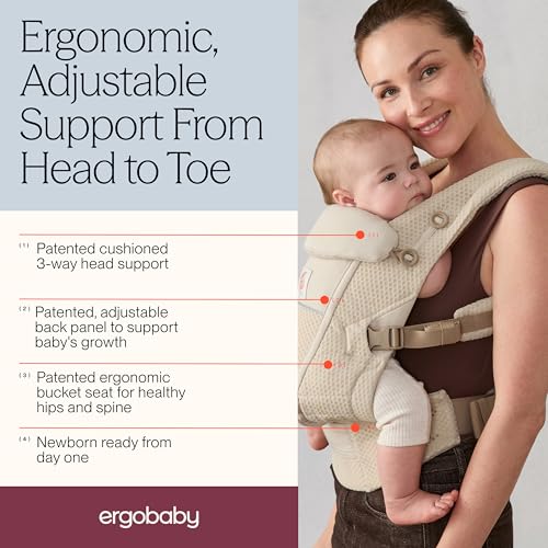 Ergobaby Porte-Bébé Adapt Natural Linen : Confort Ergonomique de la Naissance à 4 Ans