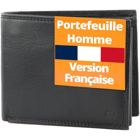 Garzini - Portefeuille Homme Cuir Premium - Fin et Organisé - 15 Cartes, Billets et Pièces - Protection RFID - Coffret Cadeau - Noir