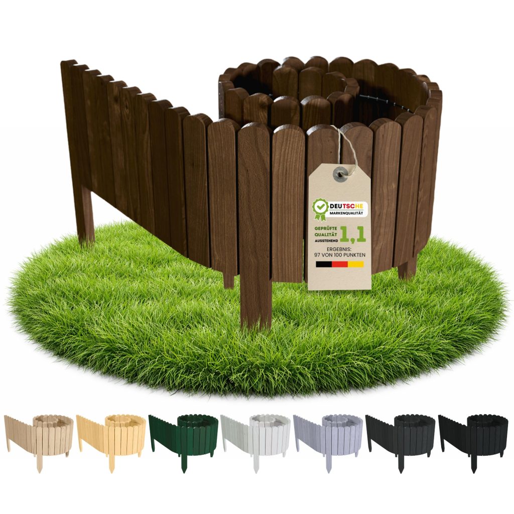 Floranica Bordure de Jardin Flexible en Bois Brun - 20 cm Hauteur, 200 cm Longueur