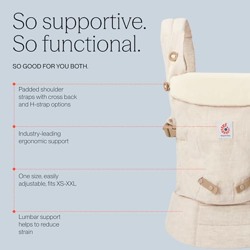 Ergobaby Porte-Bébé Adapt Natural Linen : Confort Ergonomique de la Naissance à 4 Ans
